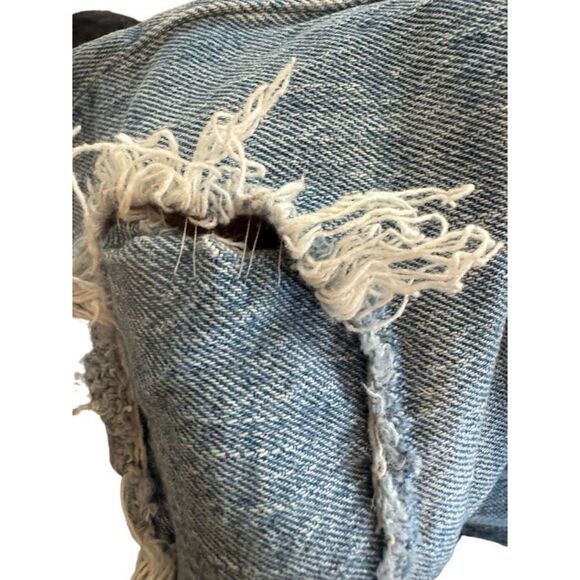 Madewell euc distressed denim jeans size 26 patched frayed inseam straight leg - Picture 9 of 10